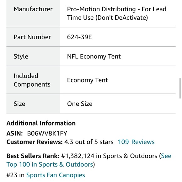 Still in box Philadelphia eagles logo tent - Picture 4 of 4